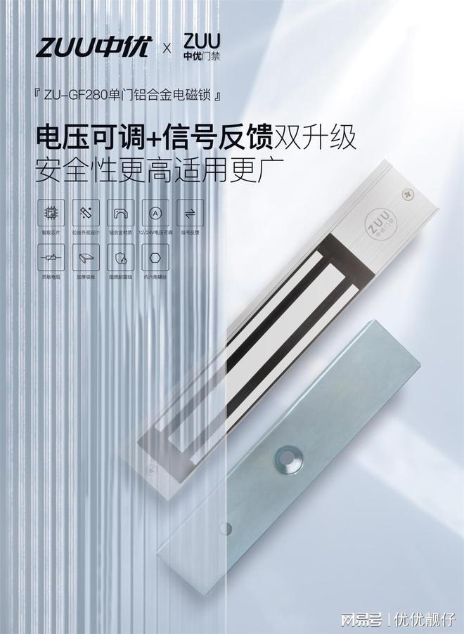 中优门禁ZU-CLC2802A高端明装单门电磁锁12V24V双电压适配(图2)